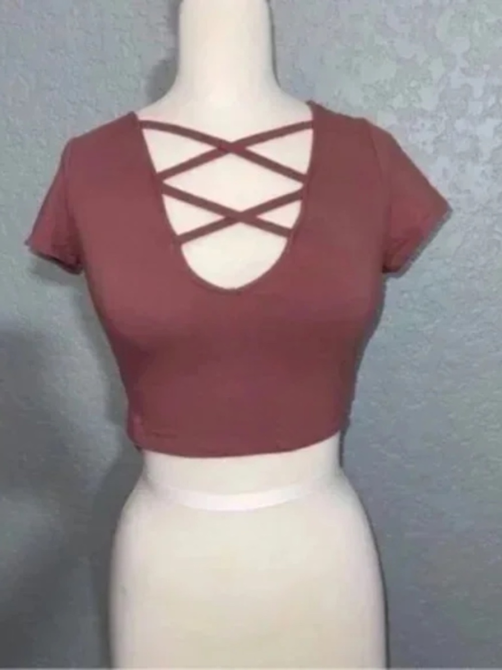 Women's Mauve Short Sleeve Crop Top